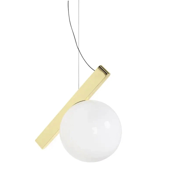 Okrągła lampa wisząca BALANCE MSE1501100553 kula biała złota