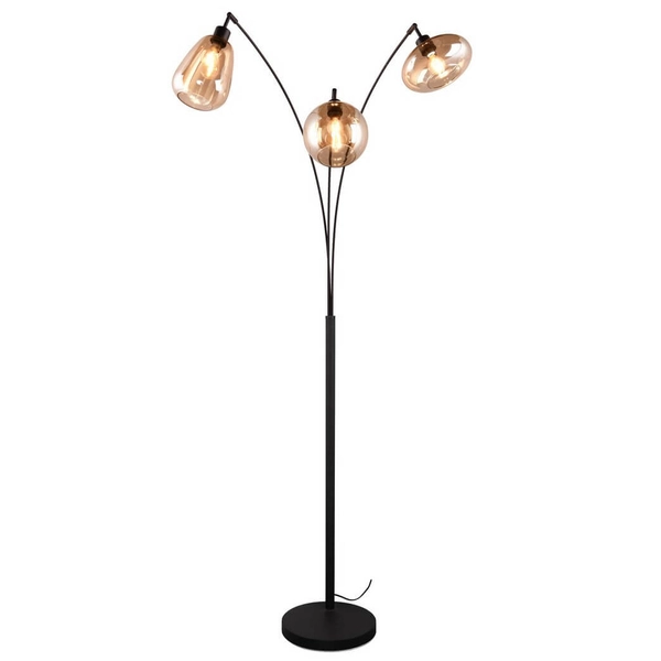 Loftowa lampa stojąca VESTARI DL313417000 do salonu kule czarna bursztynowa