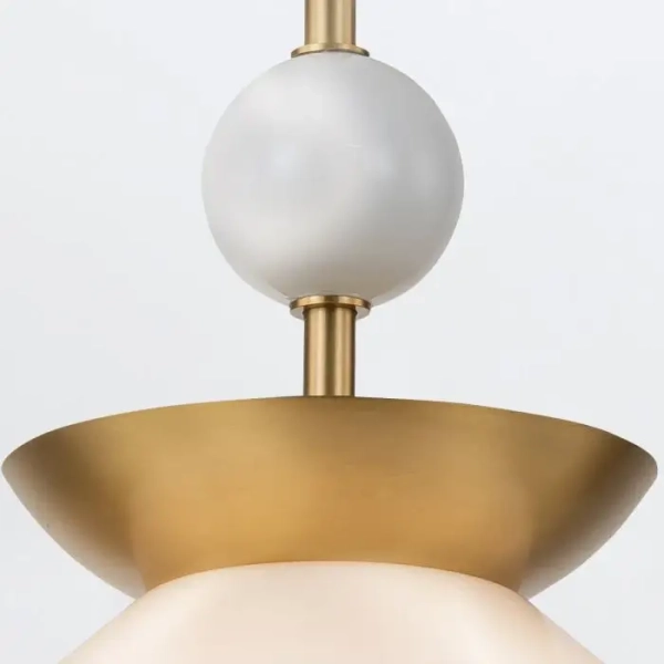 Modernistyczna lampa wisząca Saucer QN-SAUCER-1P-M-AB-OPAL szklana mosiądz