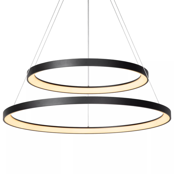 Czarna lampa wisząca Vidal rings LED 92W 2700K zwis do jadalni