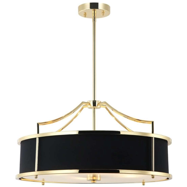 LAMPA wisząca Stanza Gold Nero M Orlicki Design okrągła OPRAWA w stylu klasycznym abażurowa czarna złota