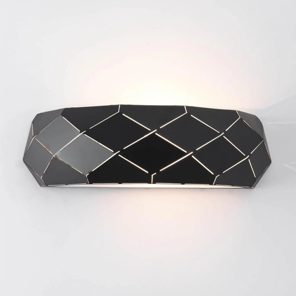 Kinkiet LAMPA ścienna REUS LP-8069/1W BK Light Prestige półokrągła OPRAWA geometryczna przyścienna czarna