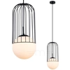 LAMPA wisząca MATTY MDM-3940/1 BK Italux druciana OPRAWA metalowa ZWIS szklana kula ball klatka loft czarna