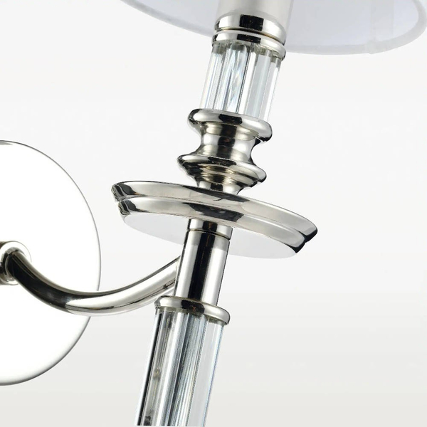 Ścienna LAMPA abażurowa SIENA  W01315WH NI Cosmolight klasyczny kinkiet z kryształkami do przedpokoju biały