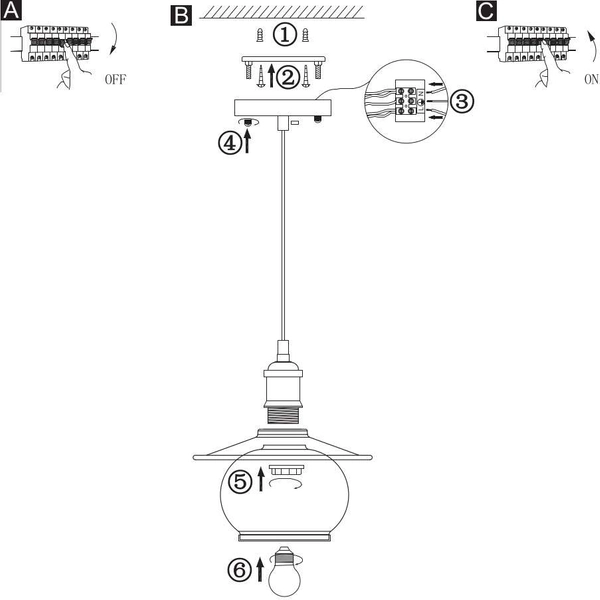 LAMPA wisząca NEVIS 69030 Globo szklana OPRAWA zwis vintage kula ball brąz antyczny przezroczysty