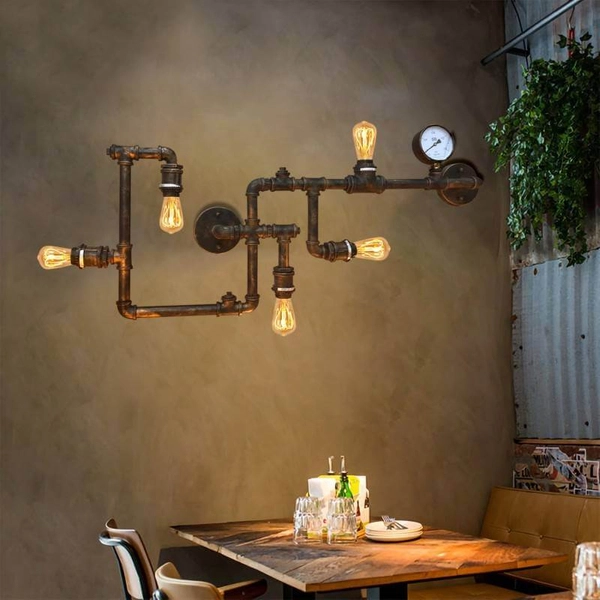 Industrialny kinkiet ścienny Tubo Retro ABR-LLKRR-5XE27 Abruzzo rury czarne