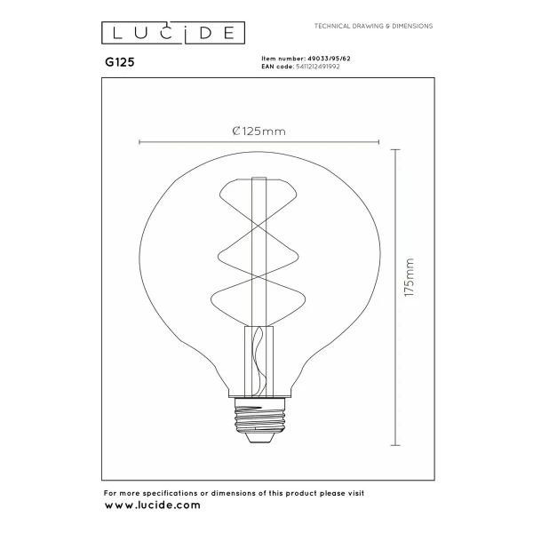 Bursztynowa żarówka BULB 49033/95/62 E27 4,9W 2200K kulista LED