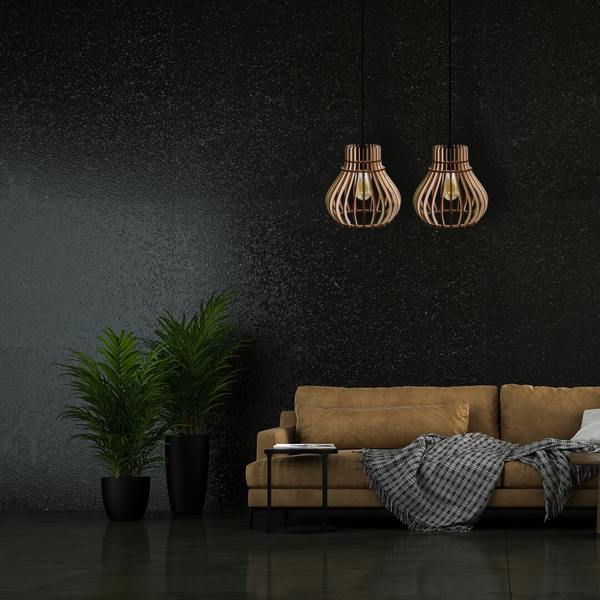 Skandynawska lampa wisząca 137623620200 klatka drewniana