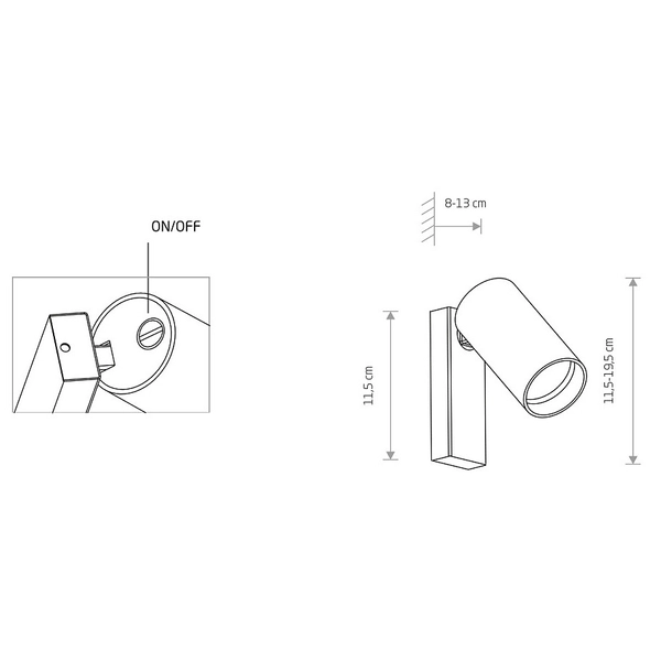 Czarny reflektorek ścienny Mono 7840 metalowy kinkiet biurowy