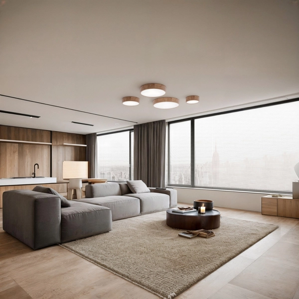 Plafon Cleo 137623622105 z czujnikiem ruchowo-zmierzchowym drewniany biały