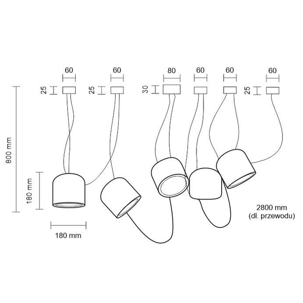 LAMPA wisząca DOBO 9038 Shilo metalowa OPRAWA modernistyczny zwis czarny