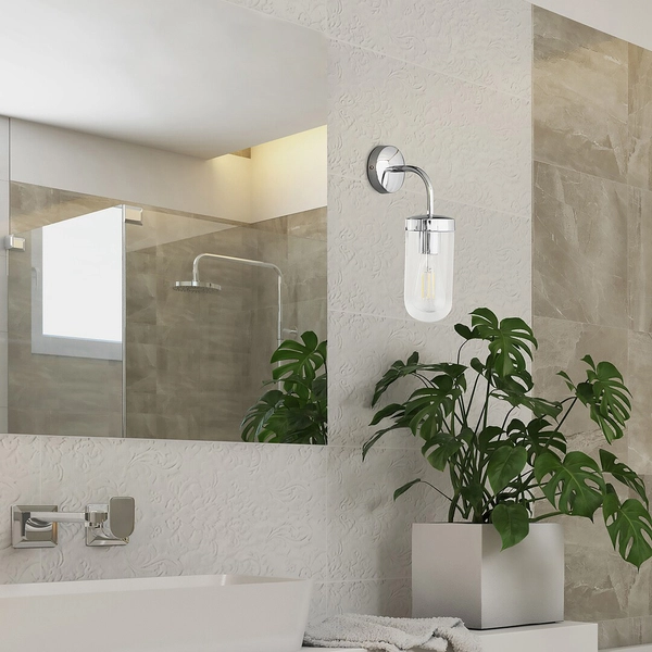 Łazienkowy kinkiet szklany Yago nowoczesny przezroczysty chrom