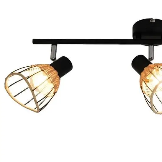 Kuchenna lampa przysufitowa Gent listwa rattan czarna brązowa