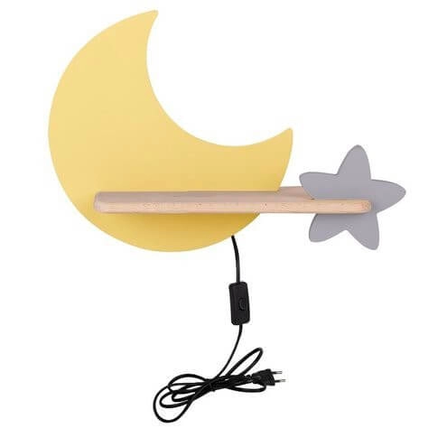 Księżycowa lampka nocna Kids Moon 21-84460 Candellux LED 5W dla dziecka drewno żółta szara