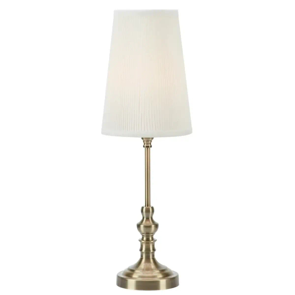 Klasyczna lampa stołowa Noble 108969 ryflowany klosz mosiądz ecru