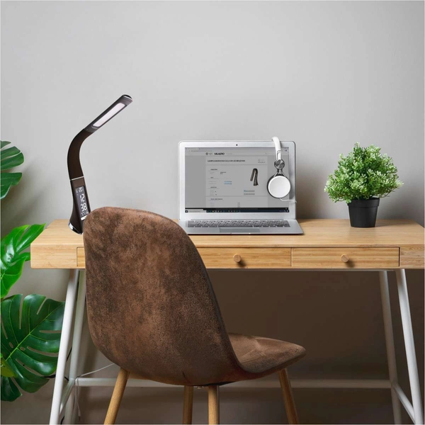 Biurkowa LAMPKA stojąca GALA ML139 Milagro stołowa LAMPA metalowa LED 6W 3000K z zegarkiem brązowa