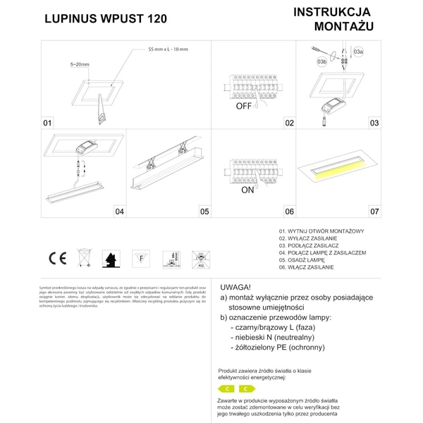 Wpust liniowy Lupinus 2120013102-1 Elkim LED 32W 3000K podłużna biała