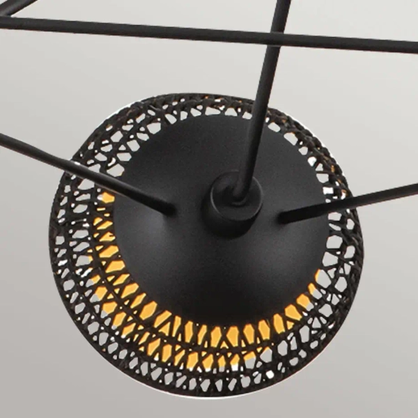 Designerska wisząca lampa Perth ALM-PERTH3-BK rattan czarna
