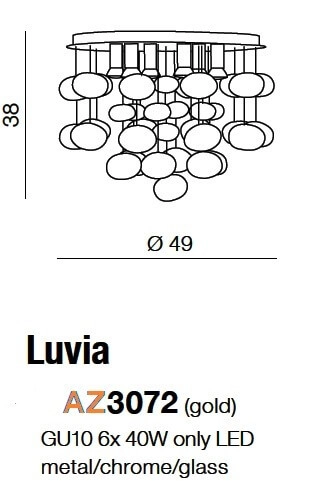 Złota lampa sufitowa Luvia z kryształami nad stół do jadalni