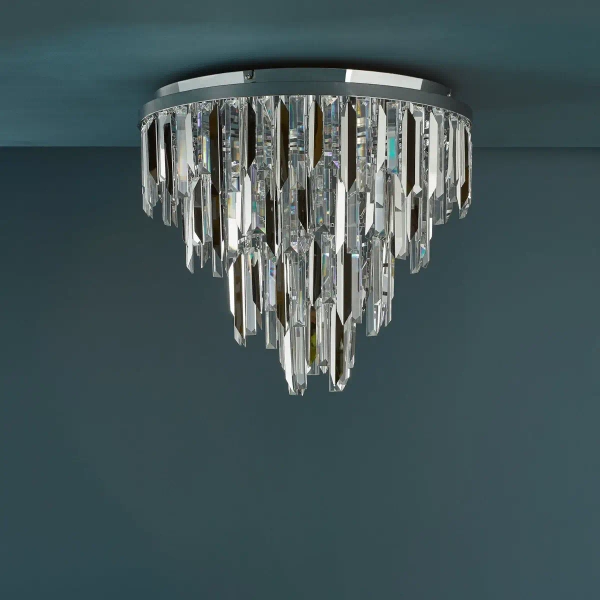 Sufitowa lampa glamour Fuentes FUE4850 kryształowa do jadalni chrom