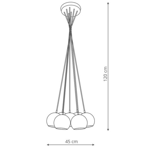 LAMPA wisząca PUNTO LP-22872/7P grafit Light Prestige metalowa OPRAWA zwis kule balls grafitowe
