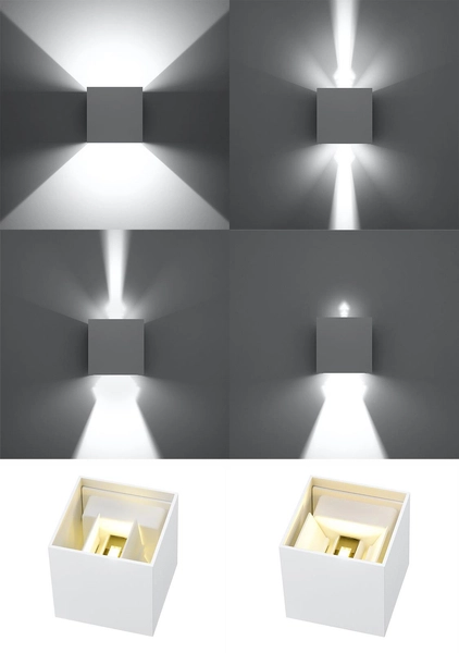 Kinkiet LAMPA przyścienna elewacyjna SL.0544 metalowa OPRAWA cube LED 6W 3000K kostka IP54 biała