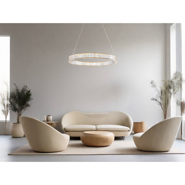 Ring lampa wisząca Bauta crystal LED 47W 3500K nad stół złota