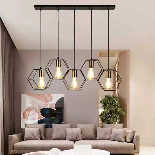 Wisząca lampa na listwie Honey ABIGALI-LWH-5XE27 plaster miodu czarna
