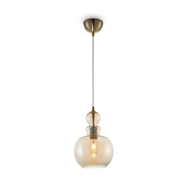 Okrągła lampa wisząca Ton P003PL-01BZ metal bursztynowa