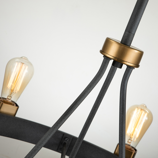 Wisząca lampa nad stół QN-SILAS-8P-DZ okrąg czarna mosiądz