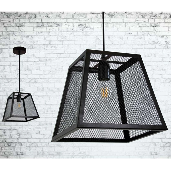 LAMPA wisząca MADERA 310354 Polux metalowa OPRAWA klatka zwis siatka czarna