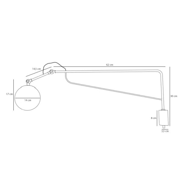 Kulista lampa ścienna SOHO 1105C25_D okrągła szklana kobaltowa