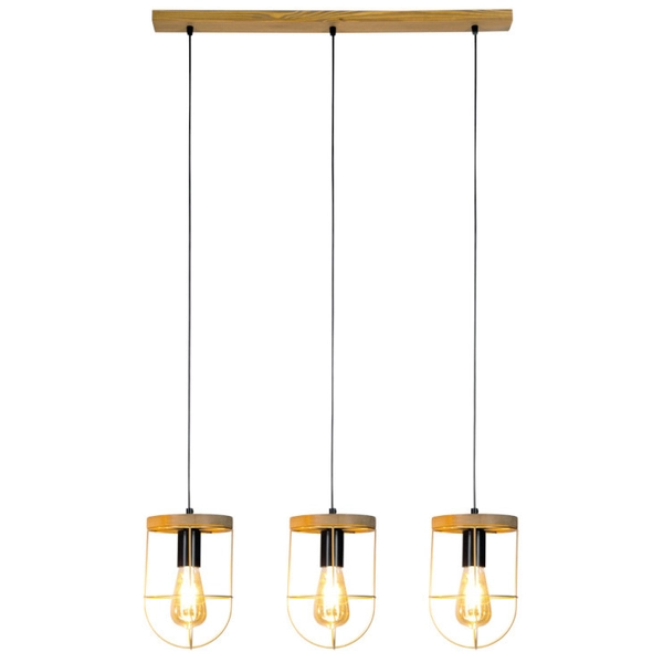 Druciana lampa wisząca NETUNO 181059351 industrialna metalowy drewno złoty