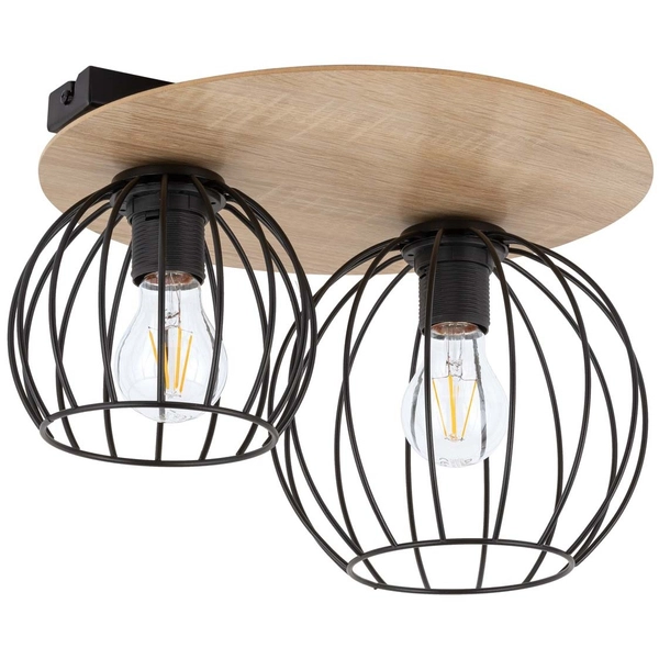 Metalowa lampa sufitowa Cyber 32355 hygge do pokoju czarna drewno
