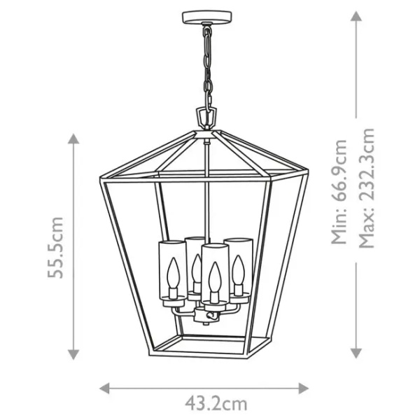Tarasowy żyrandol Alford QN-ALFORD-PLACE-4P-MB na łańcuchu IP44 czarny