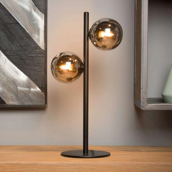 Loftowa LAMPA stołowa TYCHO 45574/02/30 Lucide metalowa LAMPKA szklane kule przydymione czarne