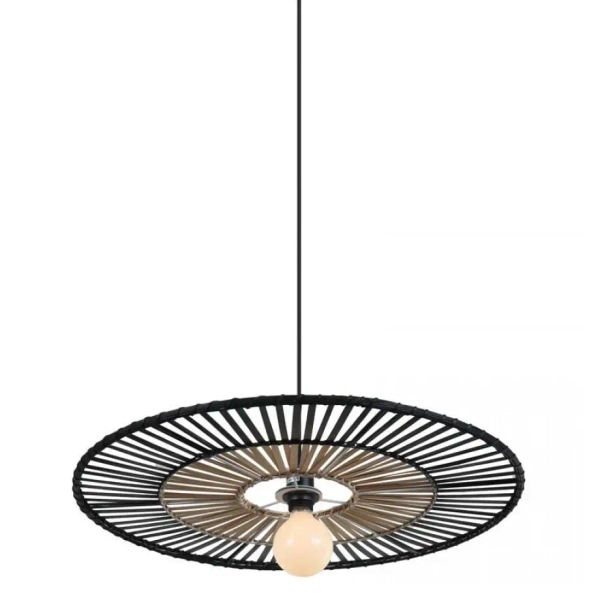 Wisząca bambusowa lampa 19104 dysk do jadalni nad stół czarny