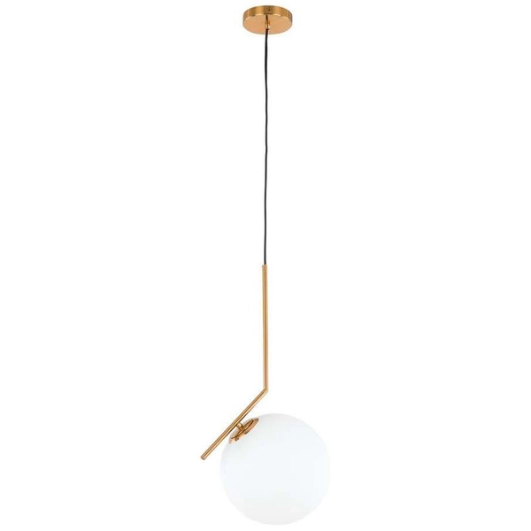 LAMPA wisząca CONDI MDM-7475/1-M-G MDECO szklana OPRAWA modernistyczny zwis kula ball mosiądz biała