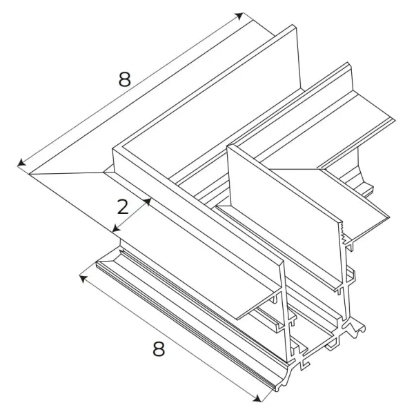 Szynowy kątowy łącznik magnetyczny MT0025 ściana-sufit biały