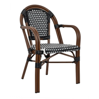 Rattanowe krzesło Cafe Paris Arm KH1501100174 King Home do kawiarni brązowe