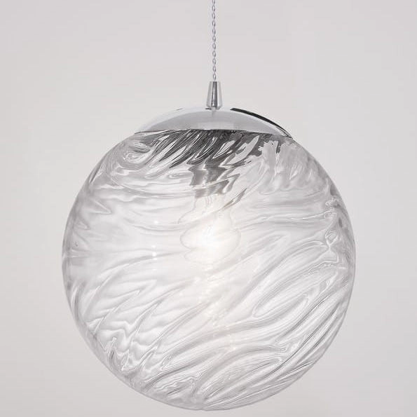 Wisząca LAMPA loftowa ARENAS LE41874 Luces Exclusivas szklana OPRAWA kula ZWIS wzorki przezroczyste chrom