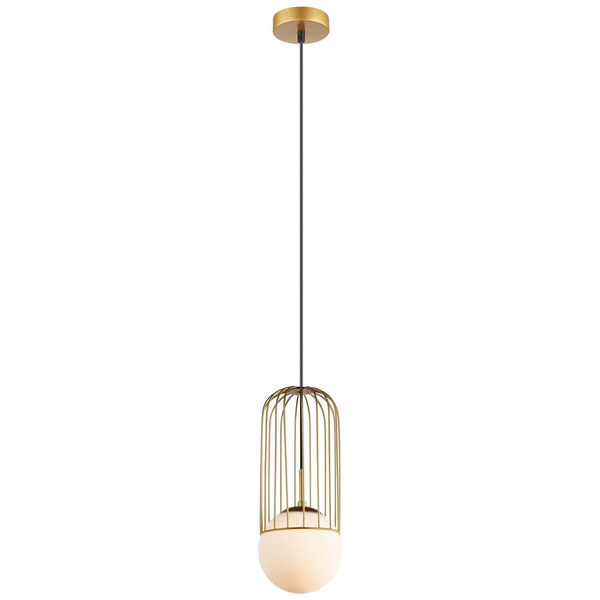 LAMPA wisząca MATTY MDM-3939/1 GD Italux druciana OPRAWA metalowa ZWIS szklana kula ball klatka loft złota
