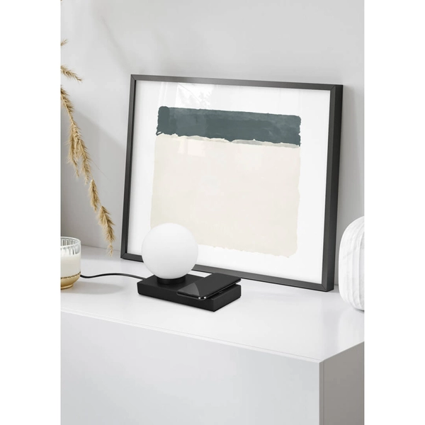 Lampka stołowa z ładowarką Chloe R59080132 RL Light bańka czarna biała