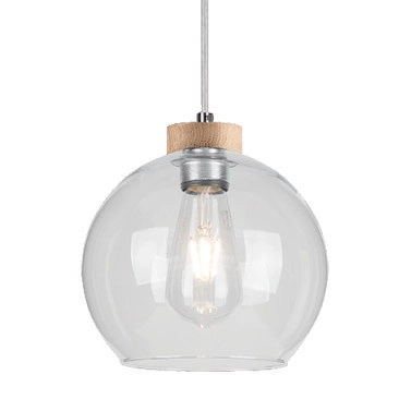Lampa wisząca LAGUNA 18710174 szklana zwis kula przezroczysta drewno
