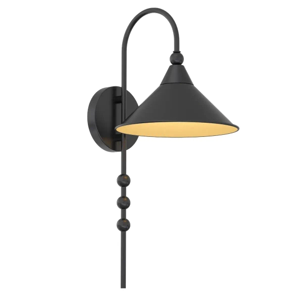 Ścienny kinkiet Ashford W01531BK metalowy do sypialni czarny