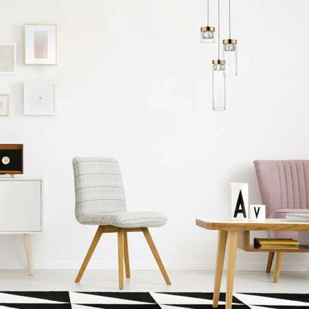 Wisząca lampa GEM P0389-03D-F4AC szklana metalowy tuby chrom przezroczyste