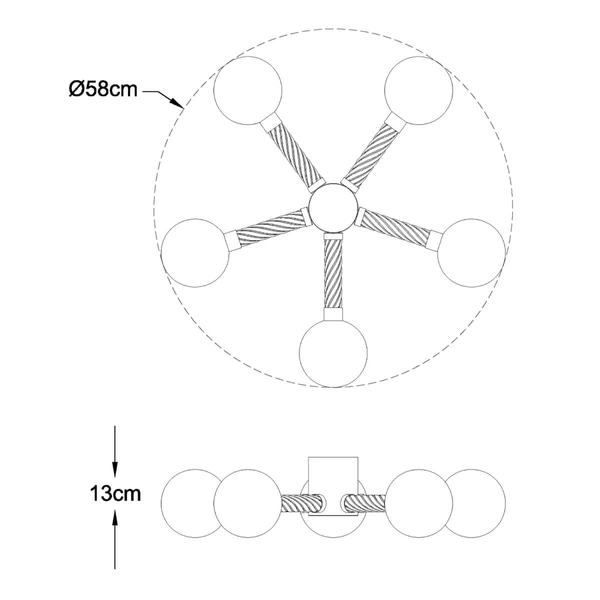 Sufitowa lampa kulista Mida C0583-05C-2GHF Zumaline szklana mosiądz