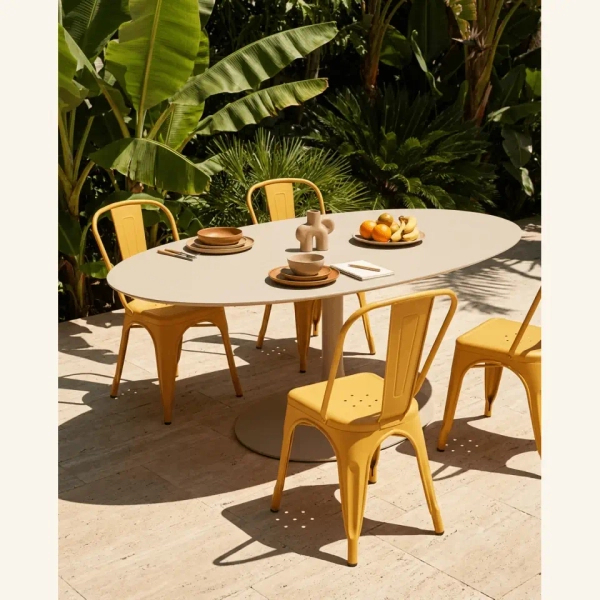 Żółte krzesło do ogrodu PARIS 5900168835856 wys. 86 cm na taras