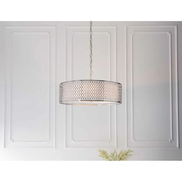 Metalowa lampa wisząca Cordero 81969 Endon nikiel biała srebrna