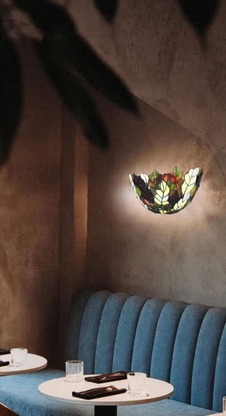 Witrażowa lampa ścienna Farina K-W121420 liście multikolor